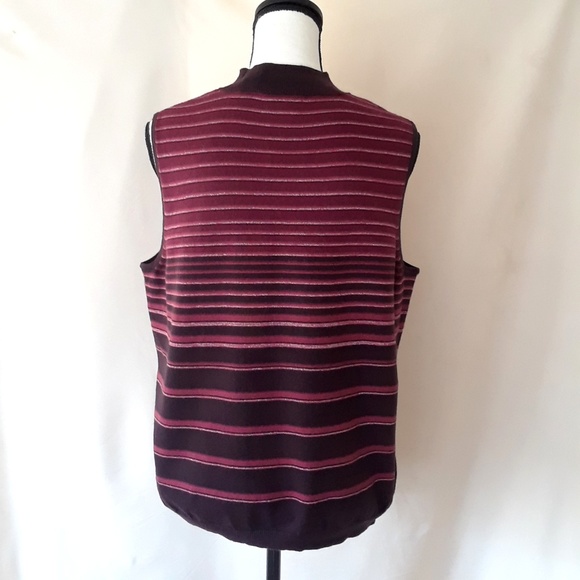 Hillard & Hanson Purple Stripe Sleeveless Acrylic Knit Sweater - Picture 4 of 9